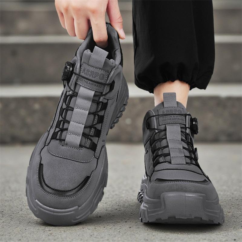 Men’s Black Deserts Shoes Casual Hiking Boots Grey Outdoor Sport Boots Plus Size High Top Sneakers