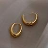 1 Pair Hoop Earrings Big Temperament Geometric Gift Golden Retro Style Women Oval Earrings