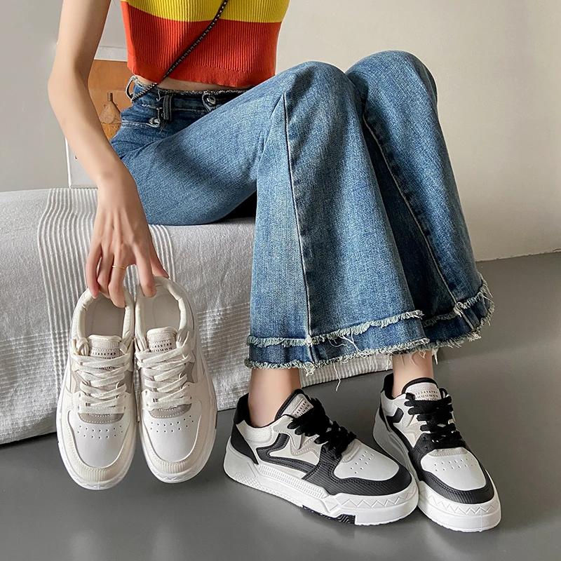 Fashion Small White Shoes Women Sneakers New Spring and Autumn Leisure Sports Shoes Girls with Thick Soles Low Top Board Shoes