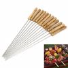 6PCS Reusable Outdoor Picnic BBQ Barbecue Roast Stick Stainless Steel Needle Barbecue Skewer