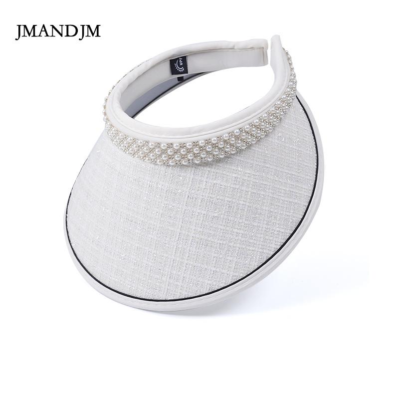 Summer Sunscreen Sunshade Empty Top Hat Korean Version Versatile Pearl Hat Women's Vinyl Big Eaves Headband Sun Hat