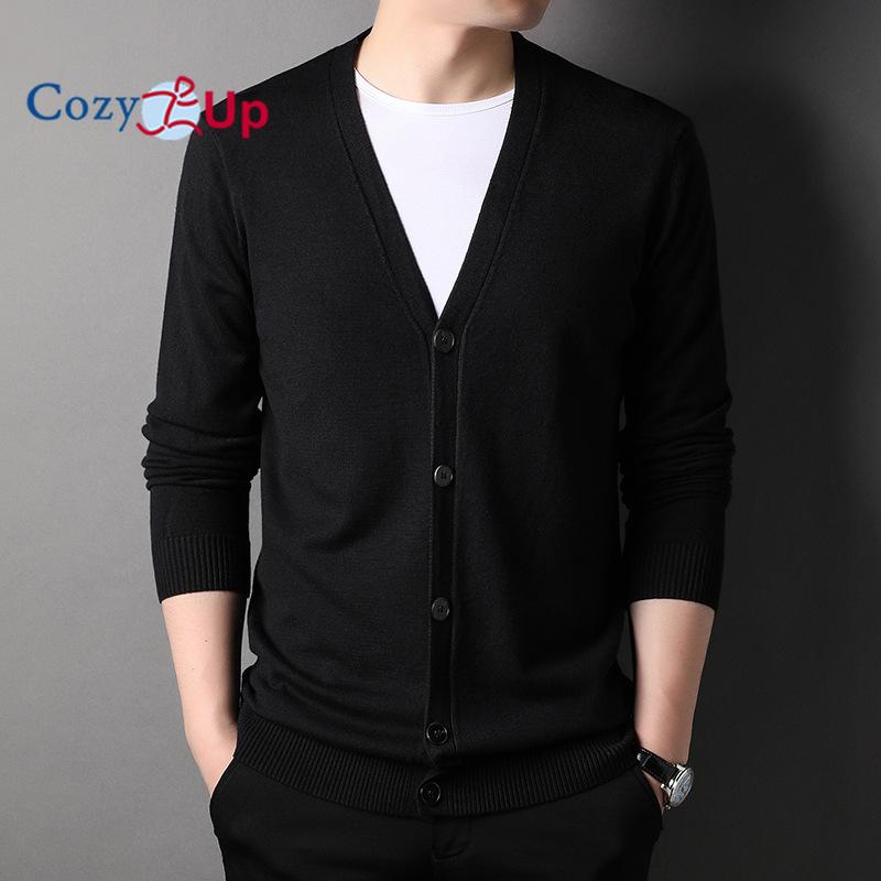 Cozy Up New Spring Autumn Knitted Cardigan Men Solid Color V Neck Slim Fit Sweatercoat Fashiion Casual Single Breasted Cardigan Sweaters