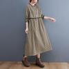 Korean Version of Wooden Ear Lace Plaid Dress Plus-size Women's Casual Dress