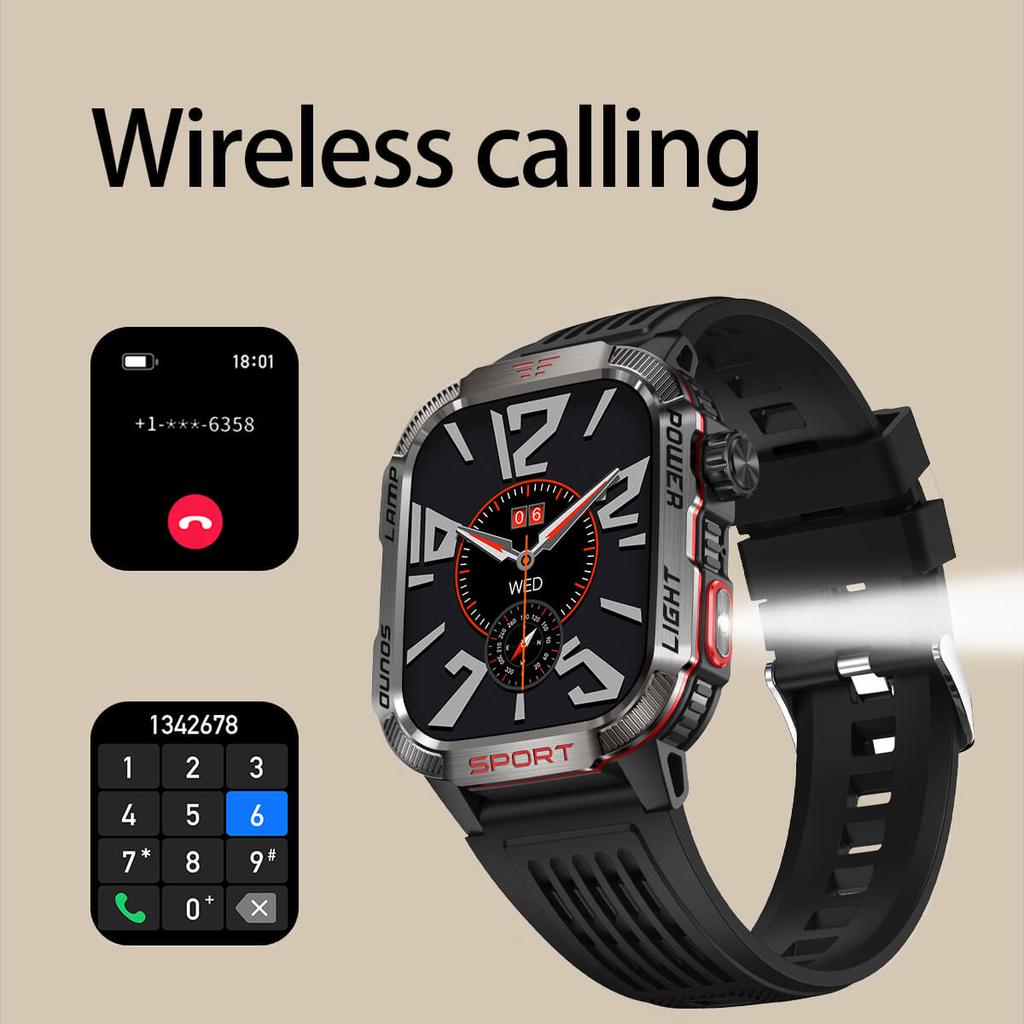 2.01-inch Smartwatch, QTLLBT, for Men and Women - Make/receive Calls, Step Counting and Calorie Tracking, Incoming Calls and Text Messages Reminders