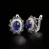 925 Sterling Silver Earrings Natural Filled Blue Sapphire Real Gemstones Light Luxury Fine Jewelry for Women's Valentines Gifts