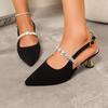 Women Sandals Ladies Sexy Buckle Rhinestone High Heels Female Casual Shoes Golden Silver Point Toe Trend Summer Pumps 2025