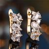 1 Pair White Zircon Water Drop Hoop Earrings for Women Fashion Gold Color Wedding Jewelry