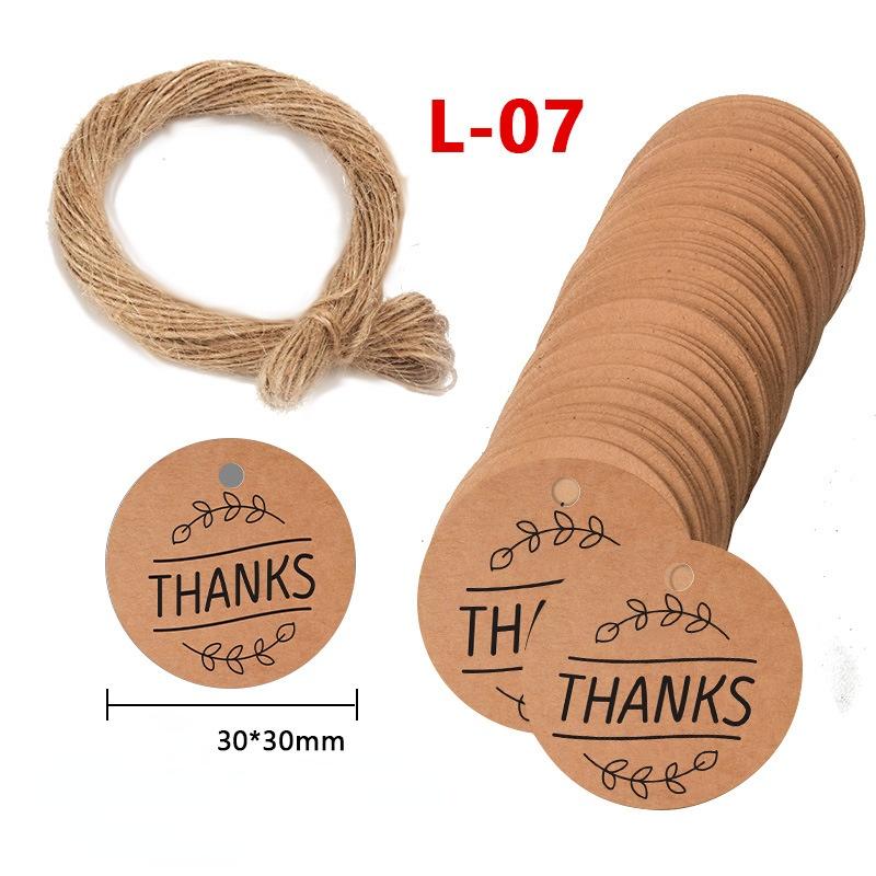 About 50PCS Kraft Paper Tags DIY Handmade/Thank You Multi Style Crafts Hang Tag With Rope Labels Gift Wrapping Supplies Wedding Favors