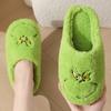 Cute Home Christmas Grinch Warm Winter Cotton Slippers Couples Unisex Thick Soft Sole Anti Slip