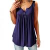 Plus Size Casual Sleeveless Tops Sexy Deep V-neck Halter Button Blouse Ladies Swing Flowy Vest