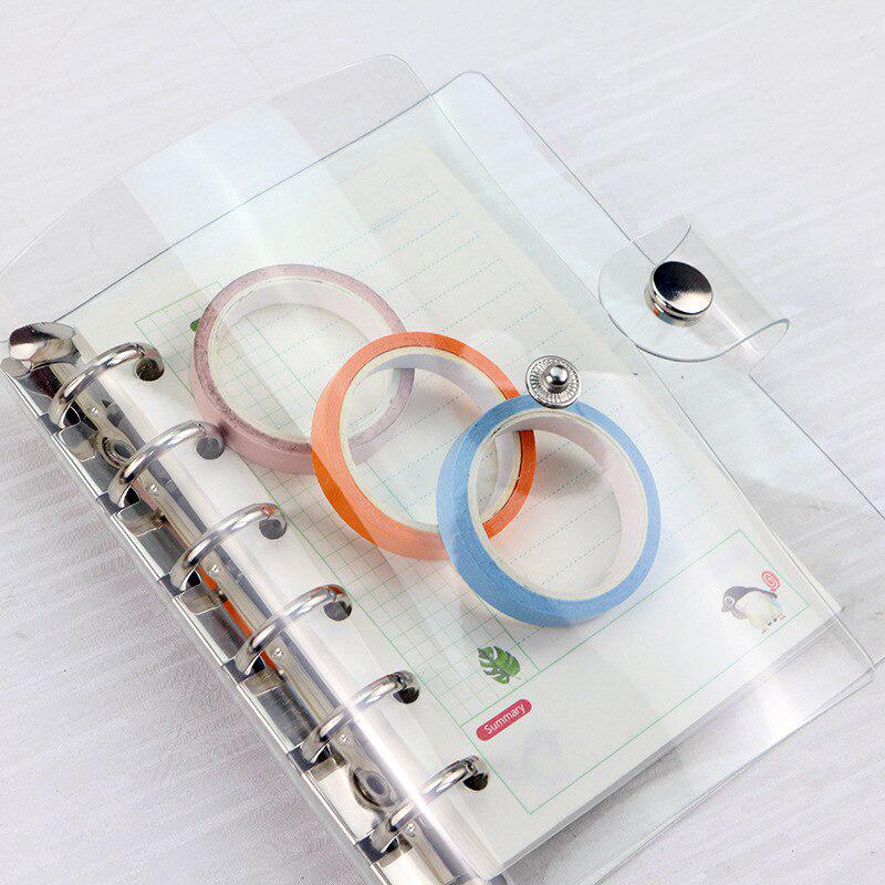 1Pc Transparent Color Plastic Clip File Folder A5/A6/A7 Notebook Loose Leaf Ring Binder Planner Agenda School Office Supplies