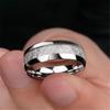 8mm Width Meteorite Stone Pattern Inlaid Silver Color Tungsten Steel Ring Couple Wedding Band Engagement Jewelry