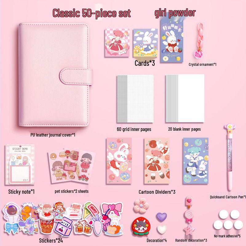 Hand Account Book Set: Cute Loose-Leaf Notebook for Girls & Children