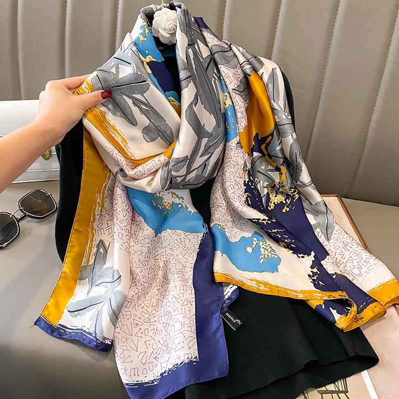 Spring Scarf Women's Luxury Design Polyester Material Smooth Scarf Soft Shawl Beach