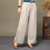 Vintage Plus Size Wide Leg Pants for Women In Spring and Summer Thin and Falling Breathable Cotton and Linen Artistic and Casual Pants
