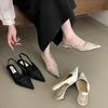 French Evening High-heeled Retro Pointed Sandals Women's Shoes Summer 2025 New Chinese Beautiful Bag Head Sandals