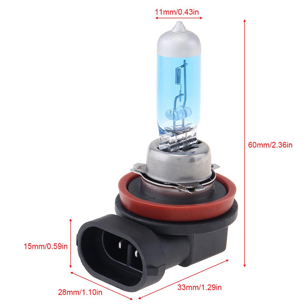 2pcs 12V H11 55W 6000K White Light Super Bright Car Xenon Halogen Lamp Auto Front Headlight Fog Bulb