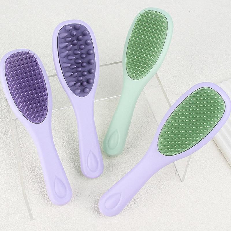 2-In-1 Double-Sided Shampoo And Brush Long Handle Shampoo Brush Silicone Scalp Massage Comb Hair Washing Brush Head Massager