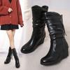 2024 Autumn/Winter Large Size Women's Wedge Heel Boots with Zipper