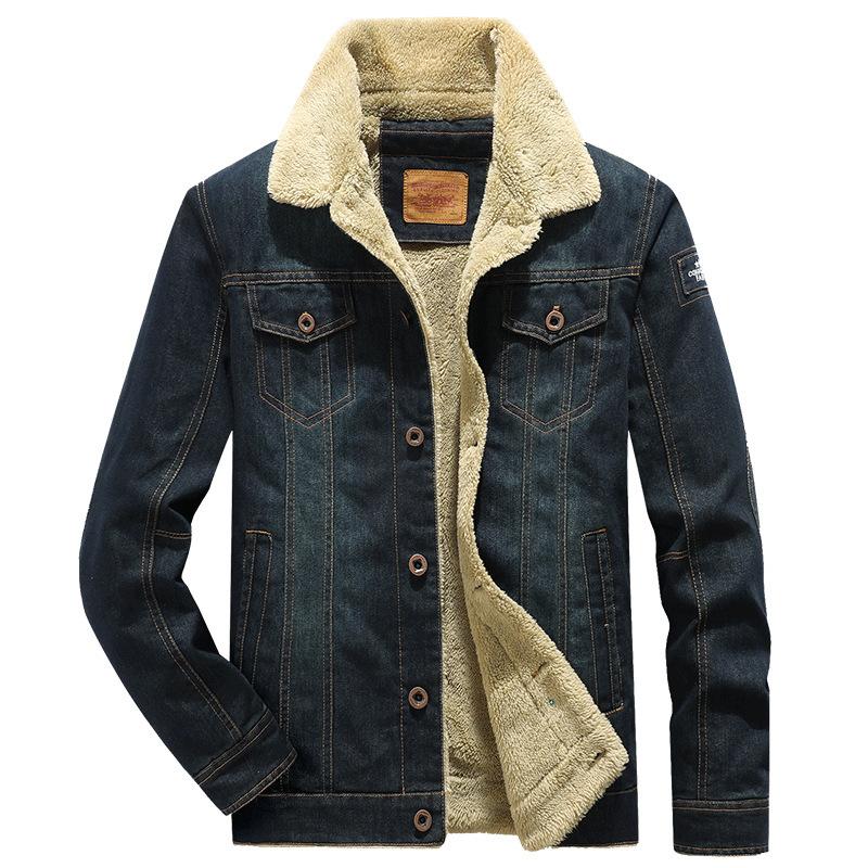 Denim Jacket Men's New Cotton-padded Casual Versatile Loose Large Size Velvet Thickened Jacket Men