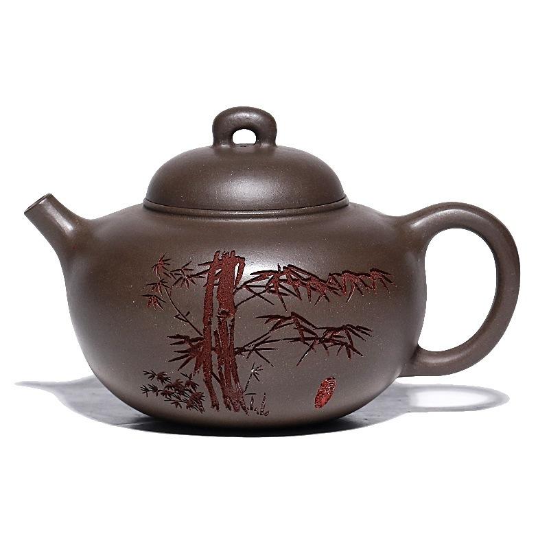 180ml Traditional Yixing Purple Clay Teapot Handmade Pot Raw Ore Steel Grey Section Mud Tea Maker Kettle Zisha Tea Set Tea Gift