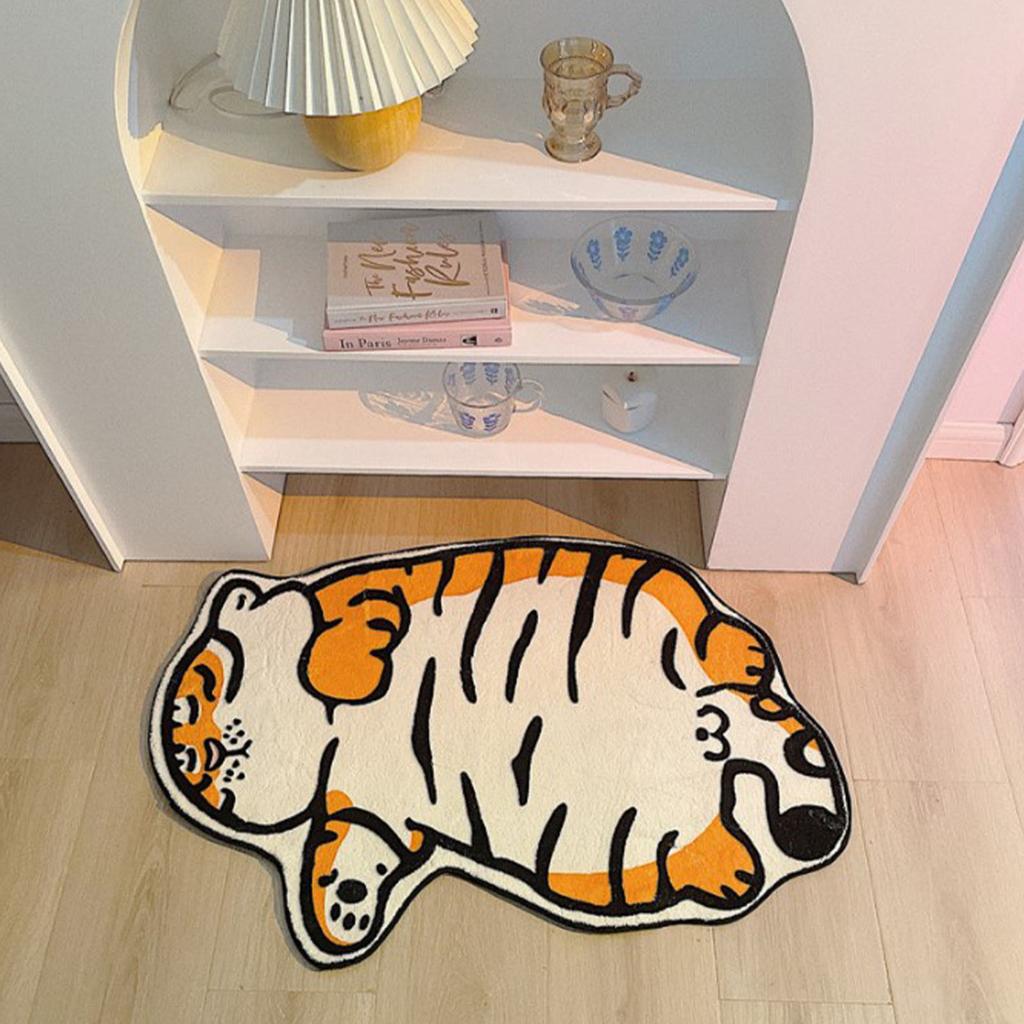 Cartoon Tiger Rug Non-Slip Bedside Carpet Absorbent Bathroom Mat Animals Print Rugs For Kids Room Decor Cute Furry Carpets