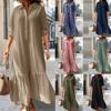 Summer Cotton Linen Women Dress Black Loose Long Sleeve Shirt Dresses Female Summer Casual Oversize Elegant Clothes Ladies