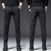 Autumn And Winter Men 'S Casual Pants Slim Fit Stretch Feet Men 'S Korean Style Trousers Plaid Plus Size Casual Long Pants