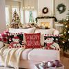 1pc Red Merry Christmas Cushion Cover Snowman Print Durable Cover 2025 New for Home Ornament Xmas New Year Christmas Decoration
