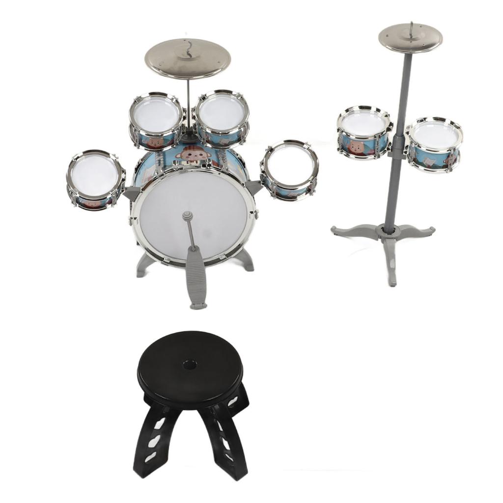 Kids Jazz Drum Set 7 Drums Loud Sound Compact Beginner Drum Kit with Stool for 3 Years Old Above