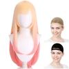 CaseEden Cosplay Wig, Smooth, Long, 70cm, Heat-Resistant, Gold & Pink Gradient, Set of 2 Wig Nets