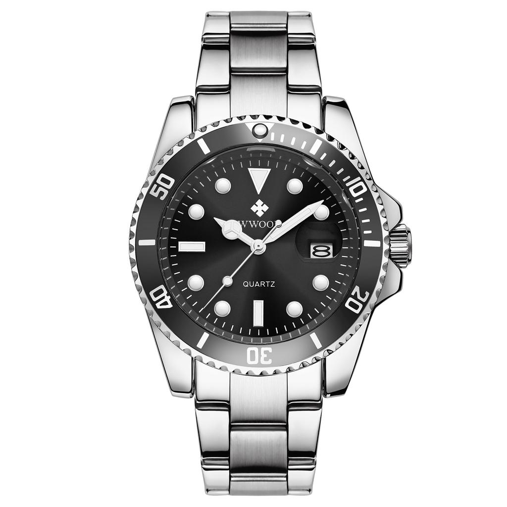 WWOOR Luxury Watches for Men Fashion Quartz Business Wristwatch Waterproof Green Water Ghost Watch Mens Watch