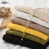Square Collar Knitted Cardigan Sweater Women Coat Vintage Long Sleeve 2023 Autumn And Winter Clothing Casual Buttons Knitwears 22921