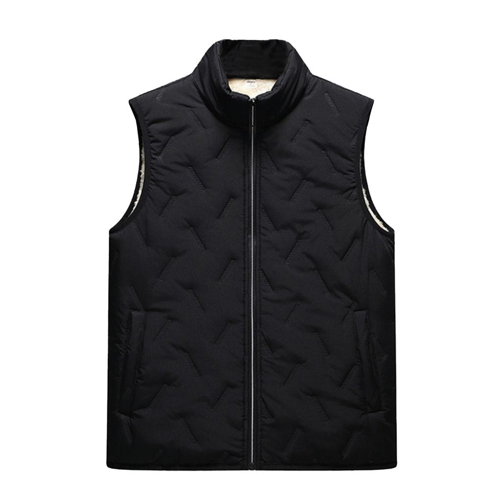 Men's Solid-color Casual Down And Cotton Vest Stand-up Collar Embossed Sleeveless Vest Jacket
