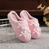 Fashion Cute Plush Shoes Winter Women's Fashion Bow Knot Warm Home Shoes Thicken Lightweight Comfortable Indoor Non Slip Cotton Slippers