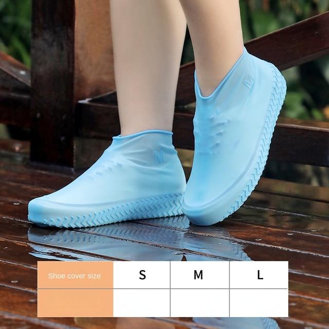 1 Pair Reusable Latex Waterproof Rain Shoes Covers Slip-resistant Rubber Rain Boot Overshoes S/M/L Shoes Accessories