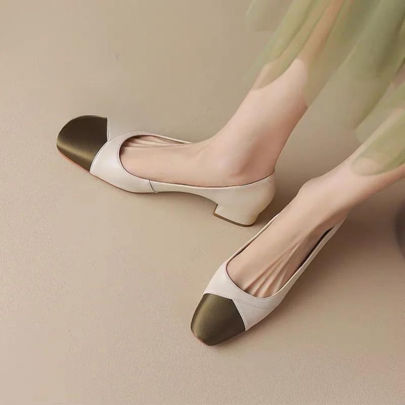 Fashion Korean Shoes Casual Female Sneakers Large Size Women Shallow Mouth Elegant Square Toe Mixed Colors Low Heels 2024 Big Size