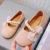 Girl Princess Leather Shoes Chic Versatile Soft Elegant Fashion Lace Bowknot Beading Kid Loafers Wedding Slip-on Mary Janes