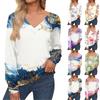 Women's Tops Floral Print Long Sleeve Shirt V Neck Casual Loose Tee Autumn Clothing