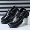 Thick Bottom Men Dress Shoes Leather Men Handmade Loafers All-match Men Casual Shoes Hollow Out Mens Slip On Wedding Shoes