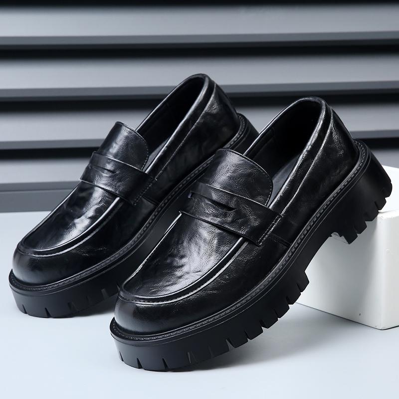 Platform Summer Leather Men Formal Shoes Luxury Brand 2024 Men's Loafers Dress Moccasins Breathable Slip On Black Driving Shoes