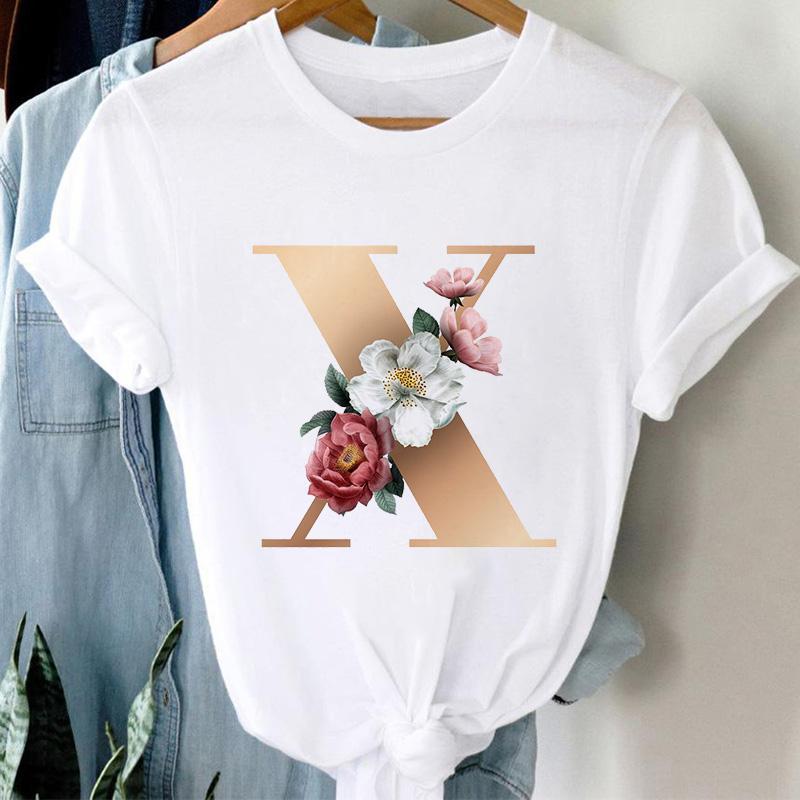 Woman Tshirts 26 Letter Customization T-Shirt Ladies Fashion Top Female Tees Casual T Shirt Summer Short Sleeve Femme