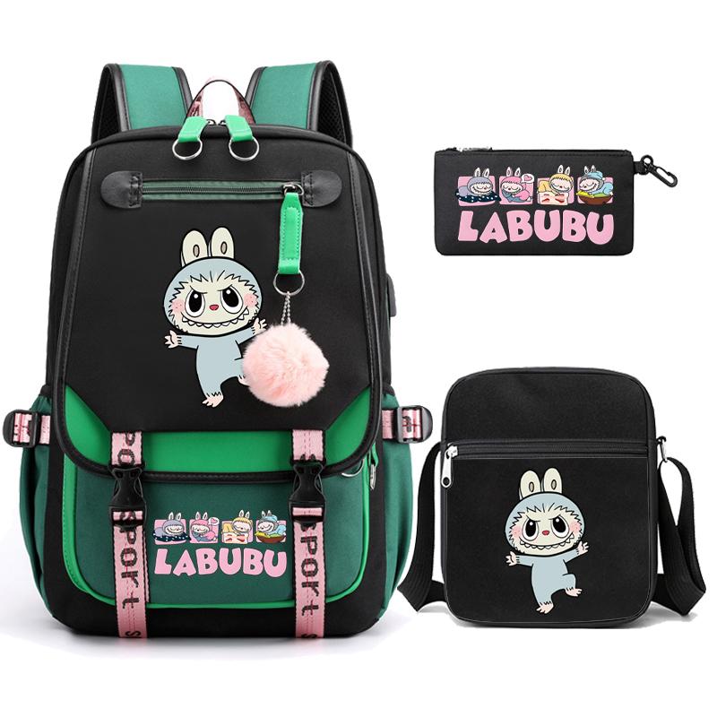3Pcs/set Cute Printed Backpack with Shoulder Bag Pencil Case Schoolbag Teenager Student Boy Girl Large Capacity Bookbag