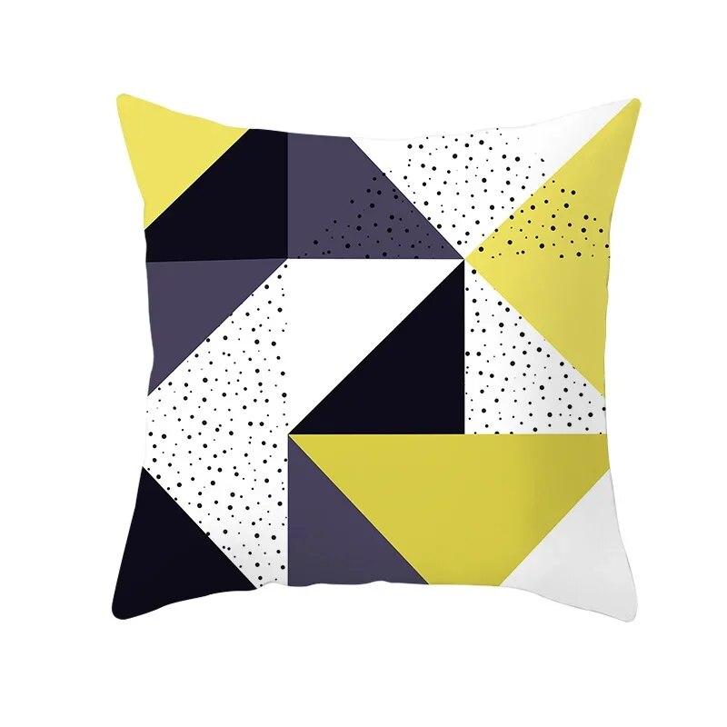 45x45cm Fashion Yellow Geometric Printing Pillowcase Sofa Hotel Office Seat Lumbar Cushion  Cover Home Decoration