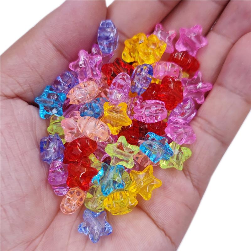 For Jewelry Making Pendant Wholesale Candy Colors DIY Crafts Necklace Bracelet Clear Pentagram Loose Beads 11mm 20Pcs