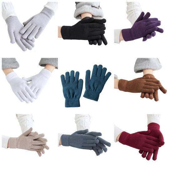 Winter Knitted Gloves Female Thickened Warm Gloves Breathable Cycling Gloves with Windproof Elastic Cuffs for Running Errands Driving