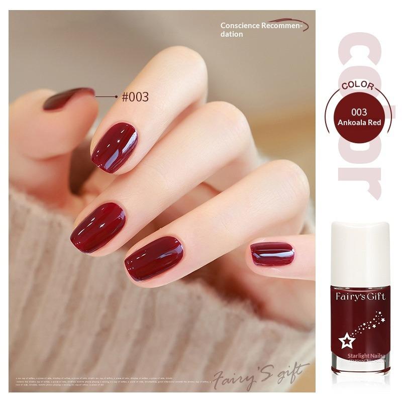 No-bake, Non-peelable, Long-lasting, Quick-drying, Waterproof, Colorfast, Oil-proof, and Waterproof Nail Polish.