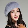 Hat Women's Winter Rabbit Hair Beret Women's Fashion Knitted Warm Thickened Wool Hat Cute Painter Hat Tide