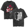 Anime Attack On Titan Men's Short-sleeved Tee Summer Casual Women's T Shirts Vintage Washed Oversized Gym Clothes