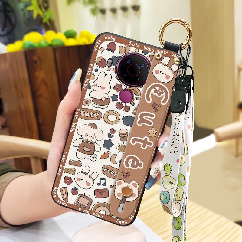 Wrist Strap Dirt-resistant Phone Case For Nokia 5.4 Back Cover Durable Wristband Silicone Soft Case Protective Cartoon
